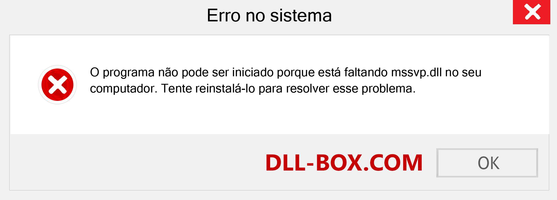 Arquivo mssvp.dll ausente ?. Download para Windows 7, 8, 10 - Correção de erro ausente mssvp dll no Windows, fotos, imagens